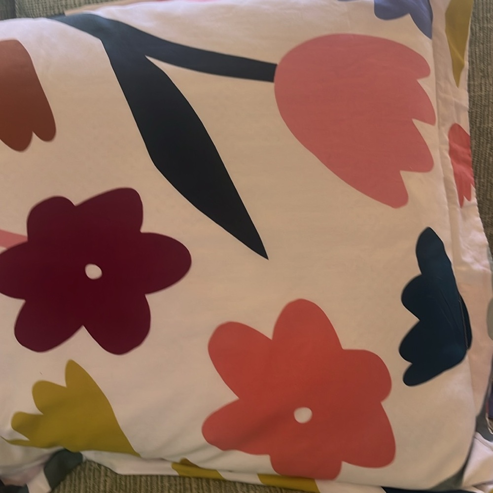 Crate & Barrel pair of two Emile Kids organic pillow shams. Colorful and floral - Picture 2 of 7